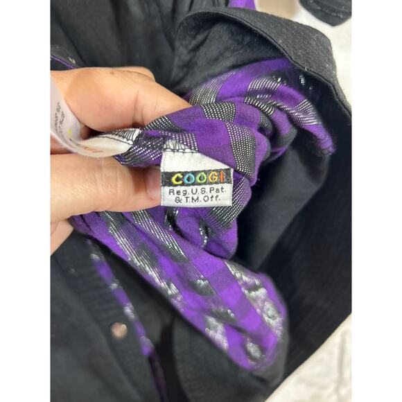 Coogi Shirt Dress 2X Black Purple Silver Belted Studded Logo Smocked Waist Y2K - Picture 12 of 16